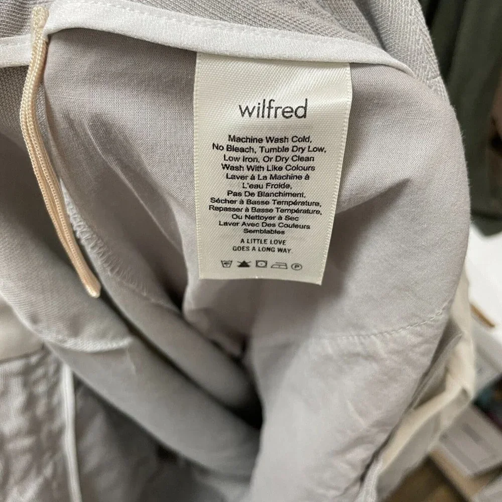 Wilfred Pants Womens 2 Cropped Cuffed Drawstring Lyocell Linen Gray‎ Button Fly